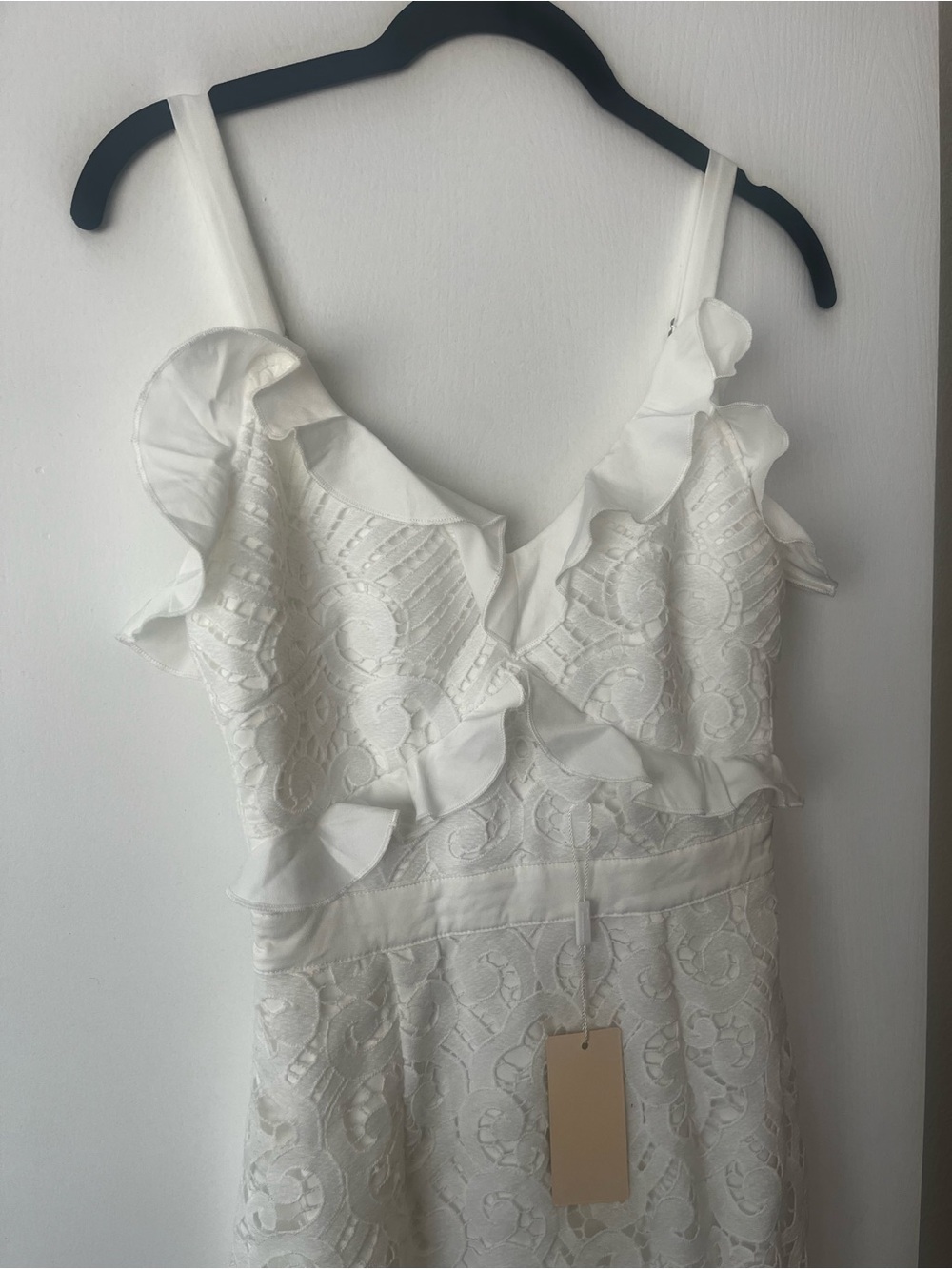 White Lace Ruffle Dress - Picture 2 of 8
